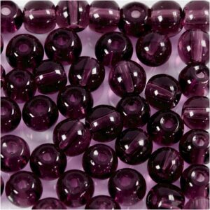 Glasperler, lilla, diam. 4 mm, hulstr. 1 mm, 45 stk./ 1 streng