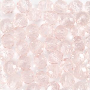 Glasperler, lys rosa, diam. 4 mm, hulstr. 1 mm, 45 stk./ 1 streng