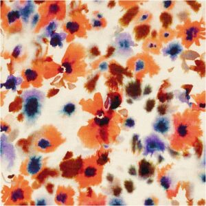 Crepe m/ akvarel blomster Creme