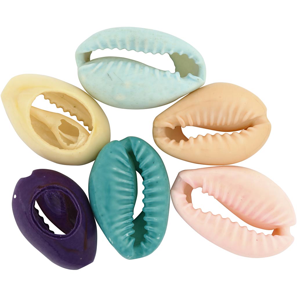 Muslingeskaller, ass. farver, L: 20 mm, 6 stk./ 1 pk. - Billede 2