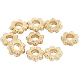 Ledperle, forgyldt, diam. 6 mm, hulstr. 2 mm, 100 stk./ 1 pk.