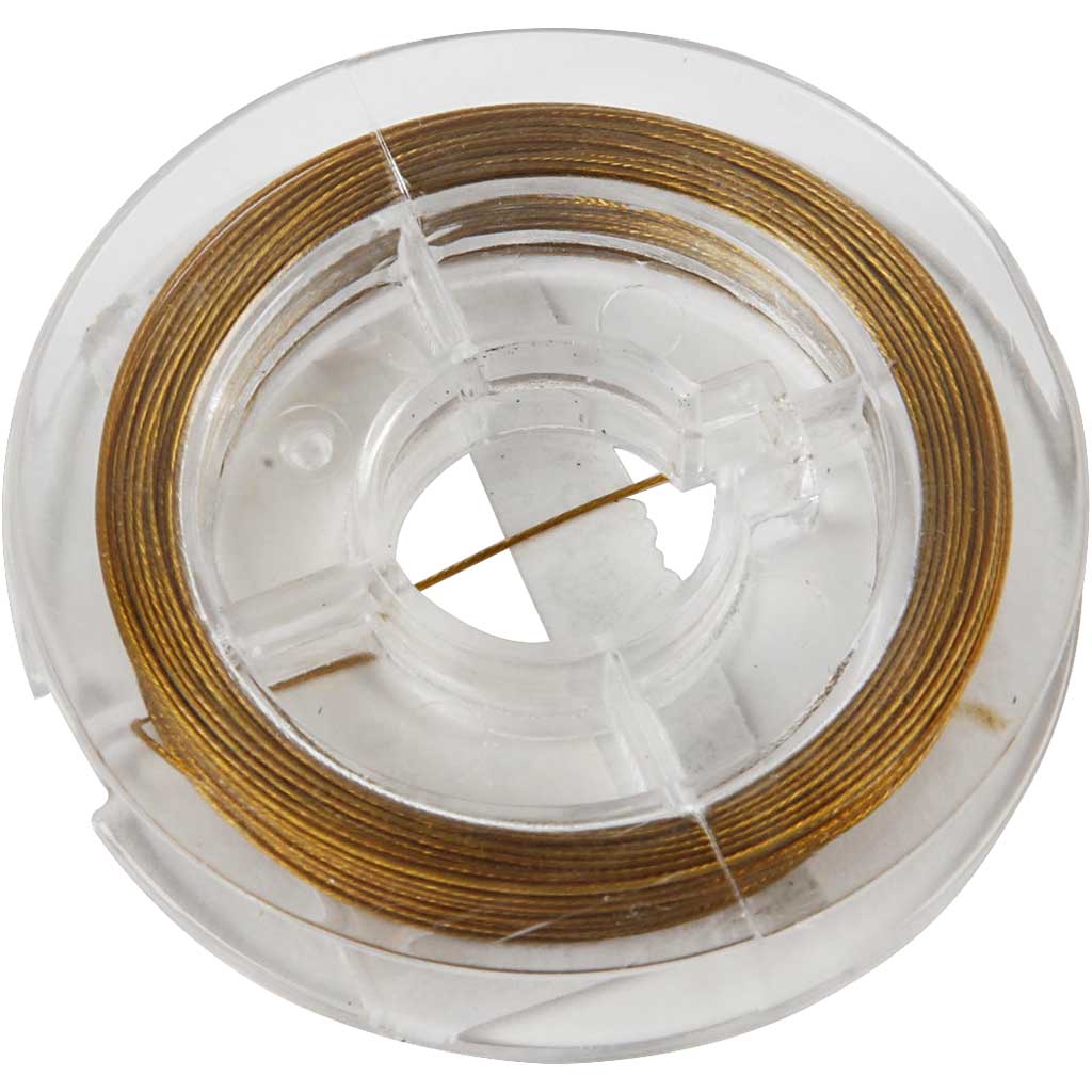 Smykkewire, guld, tykkelse 0,38 mm, 10 m/ 1 rl.
