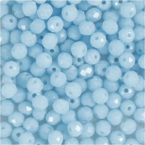Facetperler, havblå, str. 3x4 mm, hulstr. 0,8 mm, 100 stk./ 1 pk.