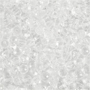 Facetperler, krystal, str. 3x4 mm, hulstr. 0,8 mm, 100 stk./ 1 pk.
