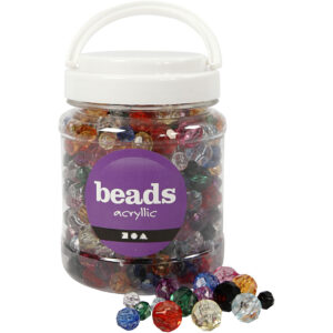 Facetperlemix, ass. farver, str. 10-12-16 mm, hulstr. 1-2,5 mm, 700 ml/ 1 ds., 500 g