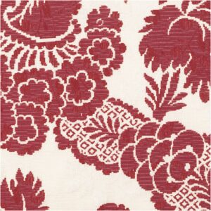 Vævet jacquard m/ blomster Råhvid