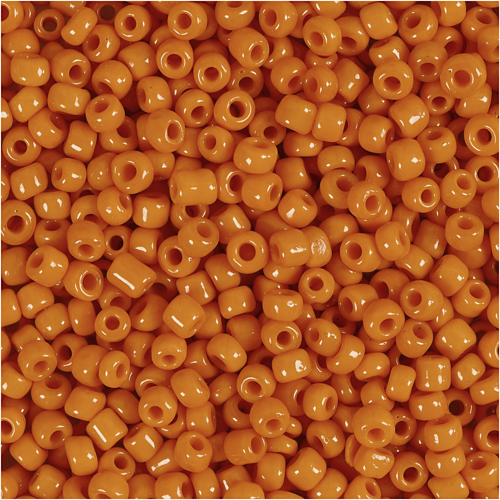 Rocaiperler, orange, diam. 3 mm, str. 8/0 , hulstr. 0,6-1,0 mm, 25 g/ 1 pk.