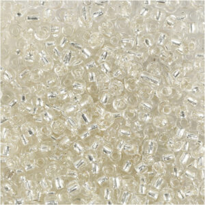 Rocaiperler, sølv, diam. 3 mm, str. 8/0 , hulstr. 0,6-1,0 mm, 25 g/ 1 pk.