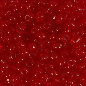 Rocaiperler, klar rød, diam. 4 mm, str. 6/0 , hulstr. 0,9-1,2 mm, 25 g/ 1 pk.