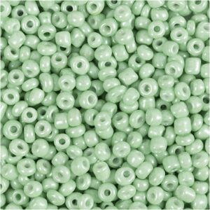 Rocaiperler, diam. 3 mm, str. 8/0 , hulstr. 0,6-1,0 mm, lys grøn, 25 g/ 1 pk.