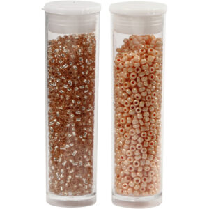 Rocaiperler, lys fersken, diam. 1,7 mm, str. 15/0 , hulstr. 0,5-0,8 mm, 2x7 g/ 1 pk.