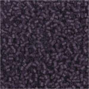 Rocaiperler, frosted lilla, 2-cut, diam. 1,7 mm, str. 15/0 , hulstr. 0,5 mm, 25 g/ 1 pk.