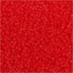 Rocaiperler, transparent rød, 2-cut, diam. 1,7 mm, str. 15/0 , hulstr. 0,5 mm, 25 g/ 1 pk.