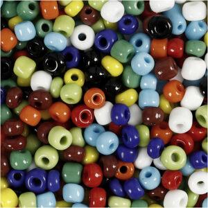 Rocaiperler, ass. farver, diam. 4 mm, str. 6/0 , hulstr. 0,9-1,2 mm, 130 g/ 1 pk.