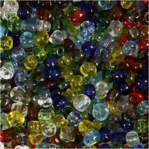 Rocaiperler, blank transparent, diam. 4 mm, str. 6/0 , hulstr. 0,9-1,2 mm, 130 g/ 1 pk.