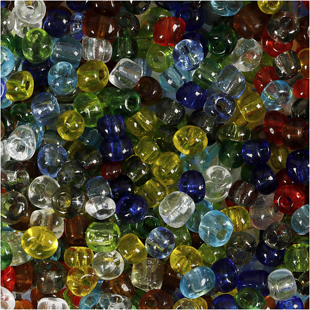 Rocaiperler, blank transparent, diam. 4 mm, str. 6/0 , hulstr. 0,9-1,2 mm, 1000 g/ 1 pk. - Billede 3
