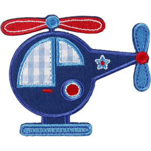 Strygemærke - Helikopter, str. 9x7,5 cm Mellemblå