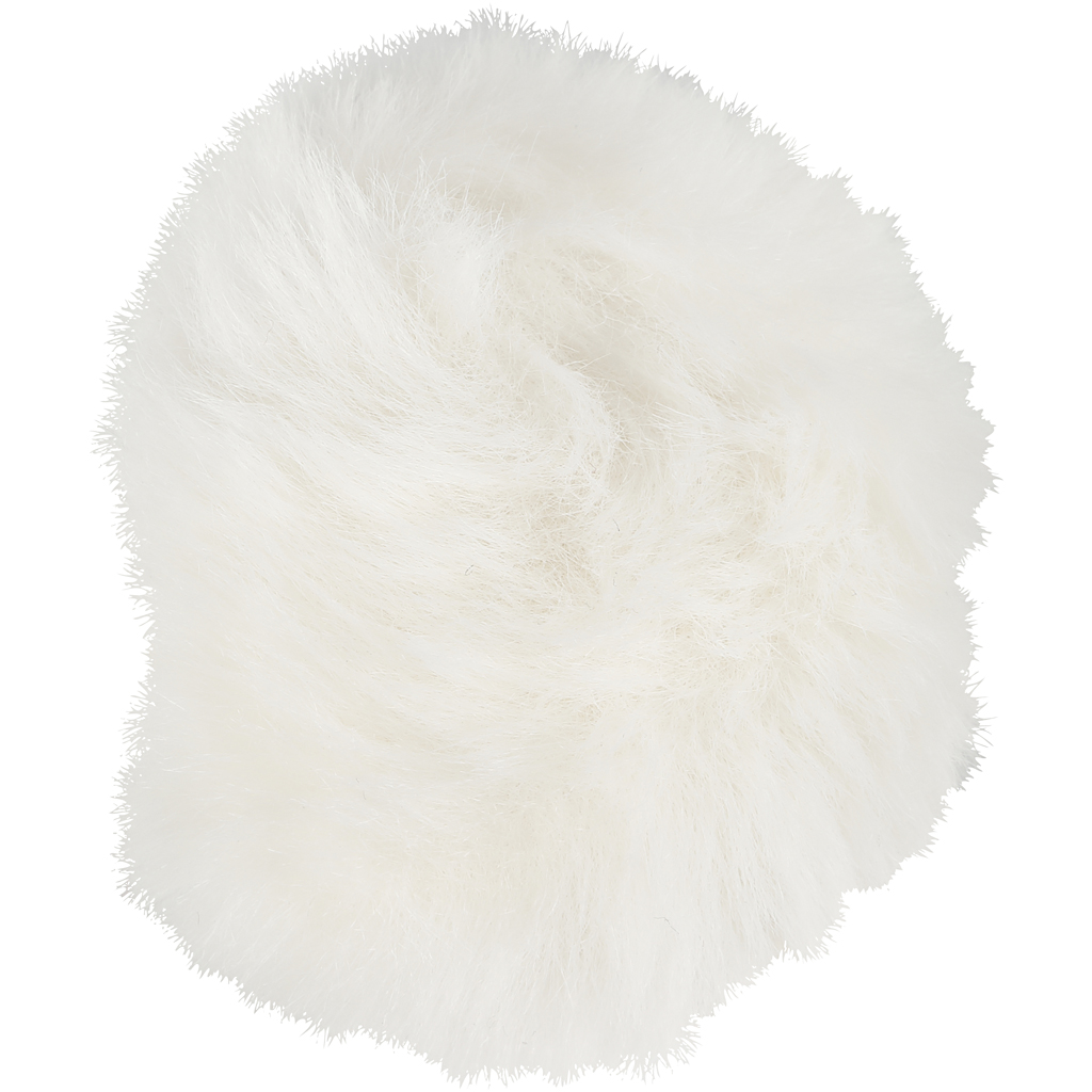 Pompon pels look 8cm m/elastikstrop, diam. 8 cm, råhvid, 1stk.