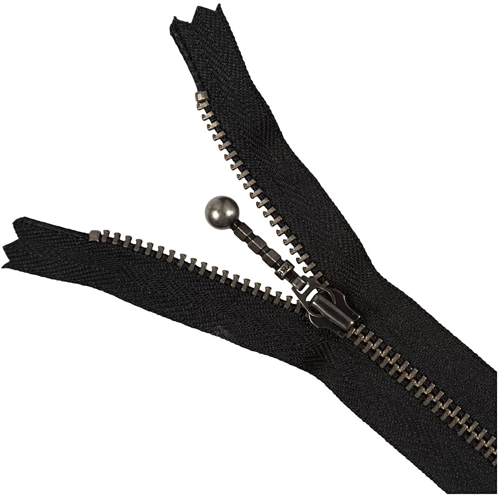 Lynlås 4mm m/ stang kugleskyder 20cm Antik sølv, sort