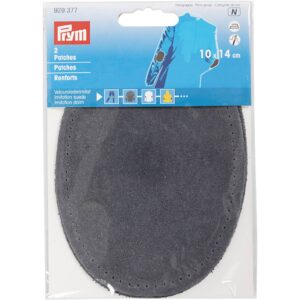 Imit. ruskindslap til påstrygning, Slate blue, 2 stk.