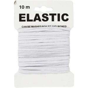 Elastik,  B: 5 mm, 10 m, Hvid