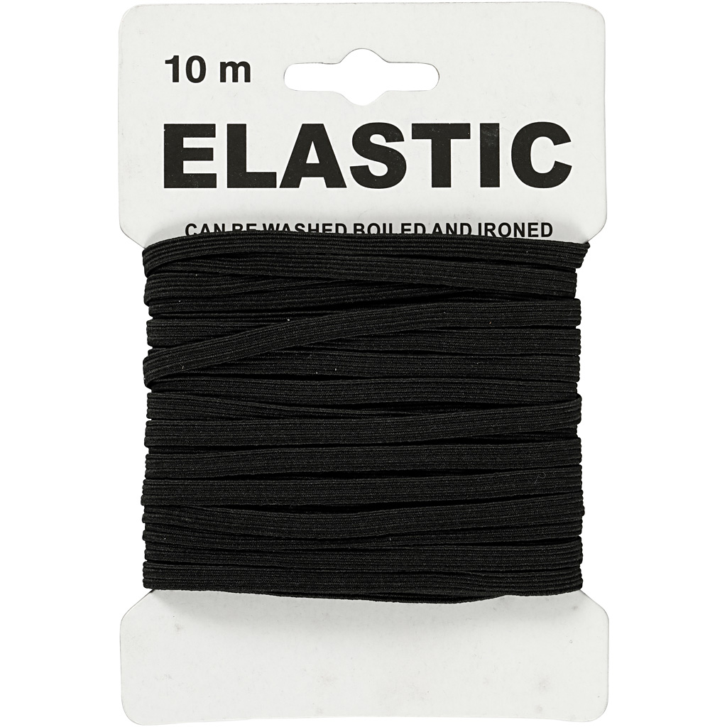Elastik, 10 m, Sort