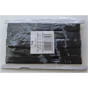 Linnings-elastik, B: 15 mm, 3 m, Sort