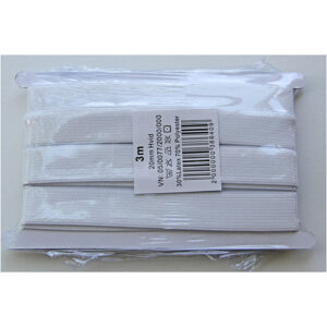 Linnings-elastik, B: 20 mm, 3 m, Hvid