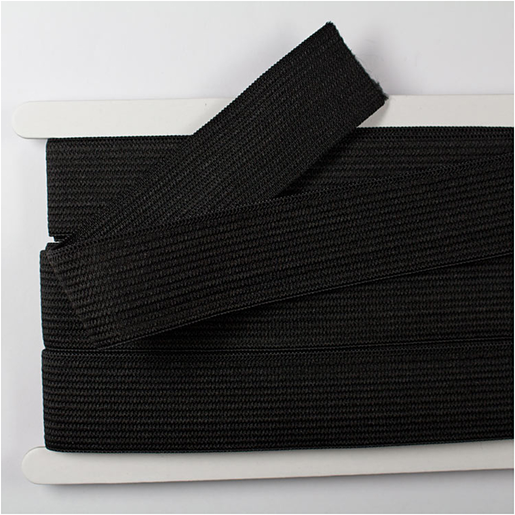 Linnings-elastik B: 25 mm, sort, 3m