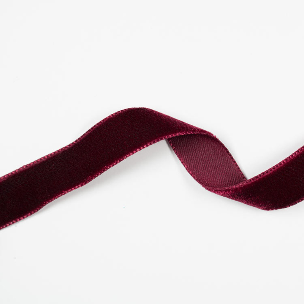 Velourbånd, vinrød, 16mm