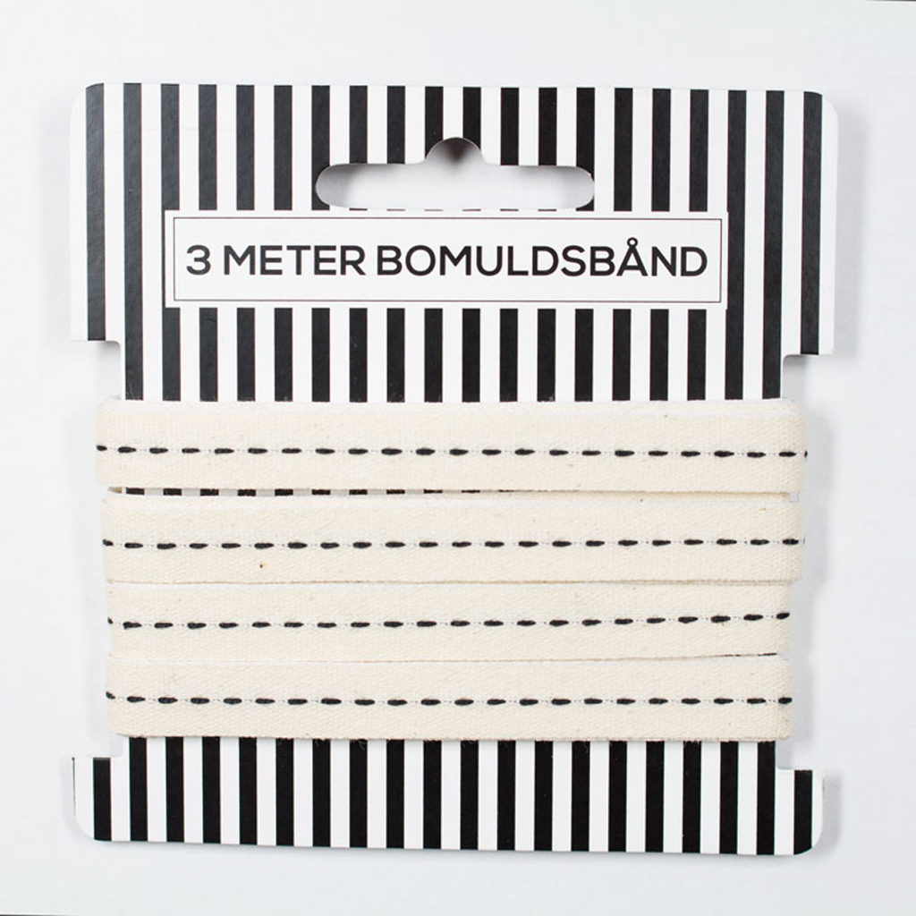 Bomuldsbånd, trend white, stikning, 3m