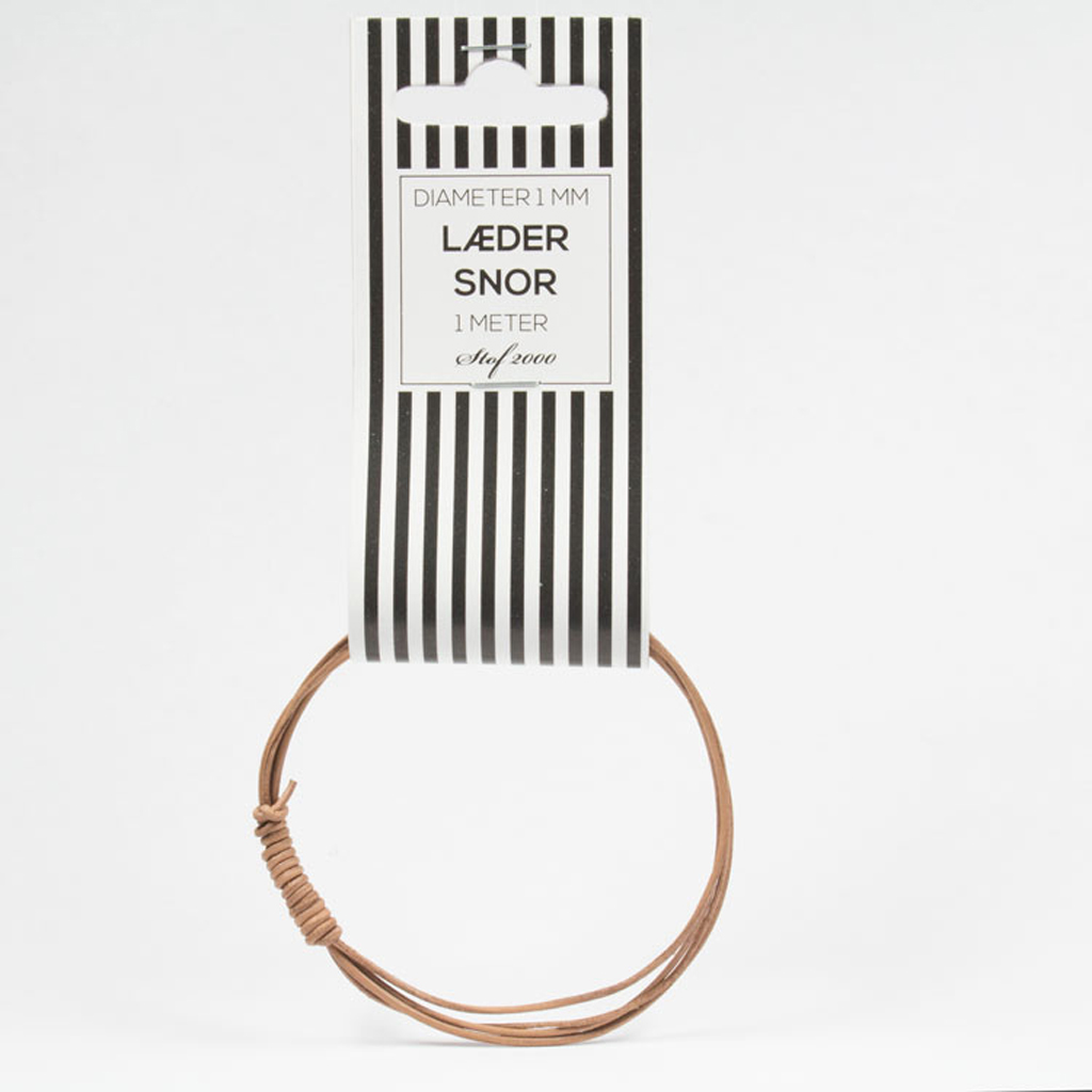 Lædersnor, tykkelse 1 mm, vanilla, 1m