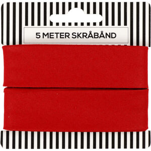 Bomulds-skråbånd, B: 25 mm, rød, 5mtr.