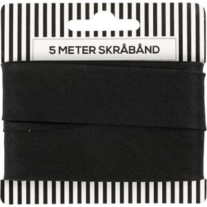 Bomulds-skråbånd, B: 25 mm, sort, 5mtr.