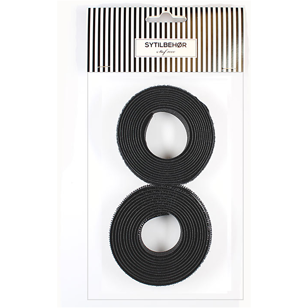Burrebånd 20mm 2meter loop + 2meter hook 20mm Sort