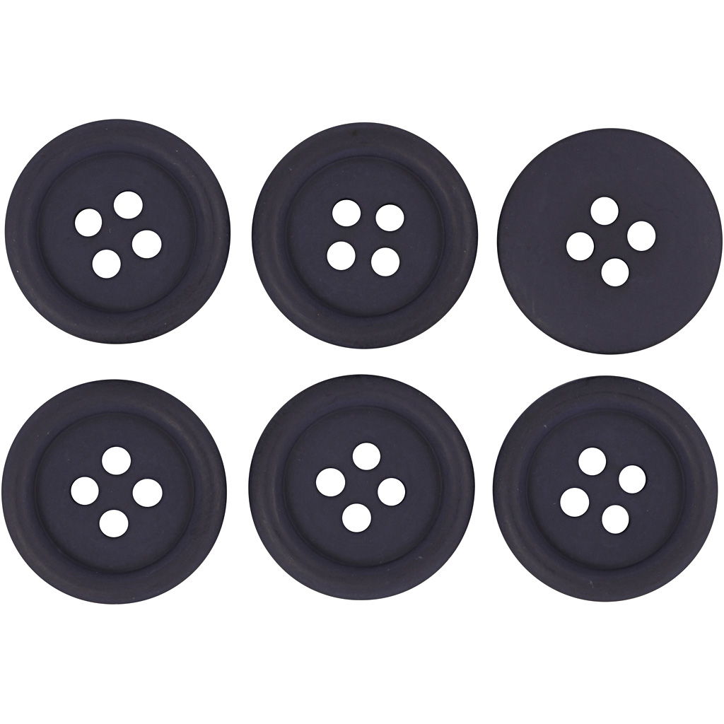 Bluseknap 4-huls, 18 mm, 6stk. Marine