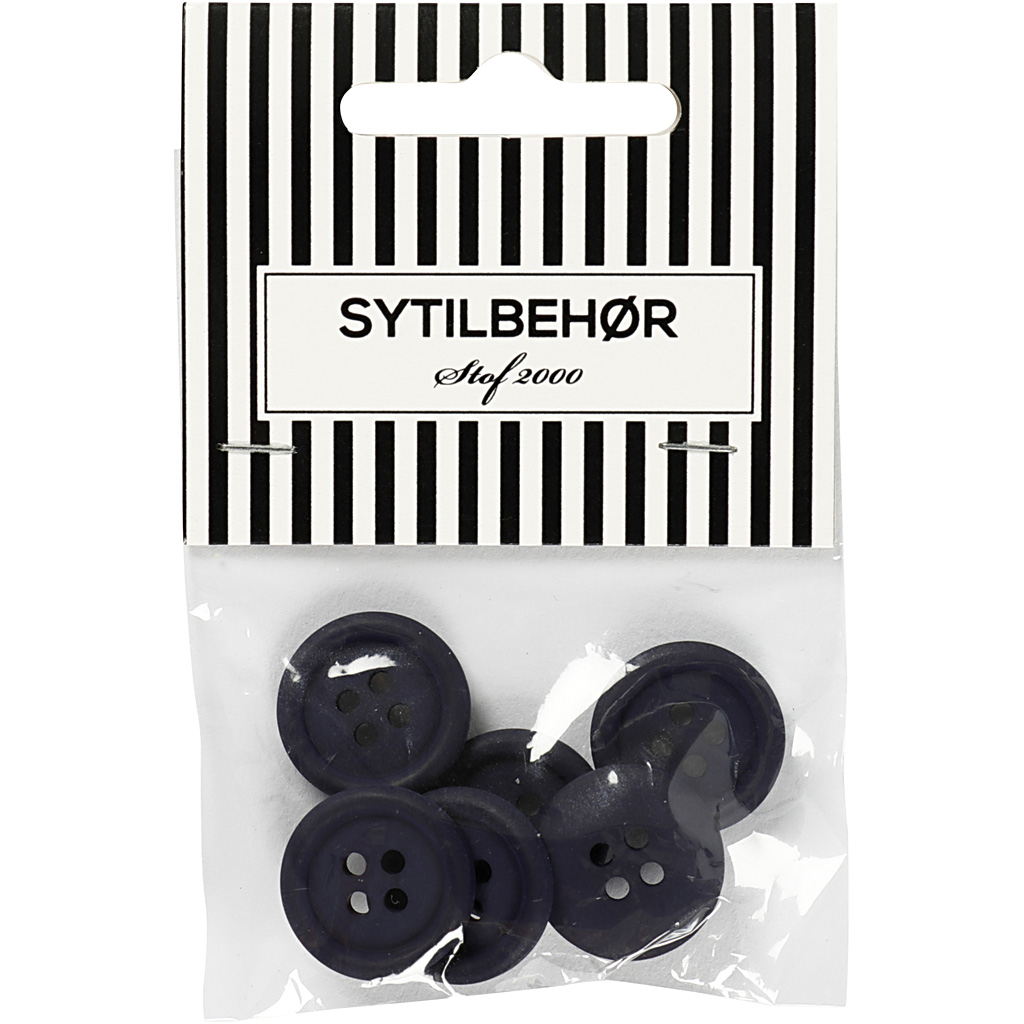 Bluseknap 4-huls, 18 mm, 6stk. Marine - Billede 2