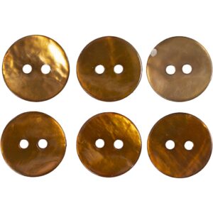 Perlemorsknap 2-huls, 15 mm, 6 stk. Camel