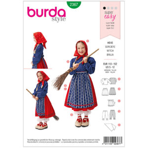 Burda Mønster Børn Karneval Heks, str 110-152