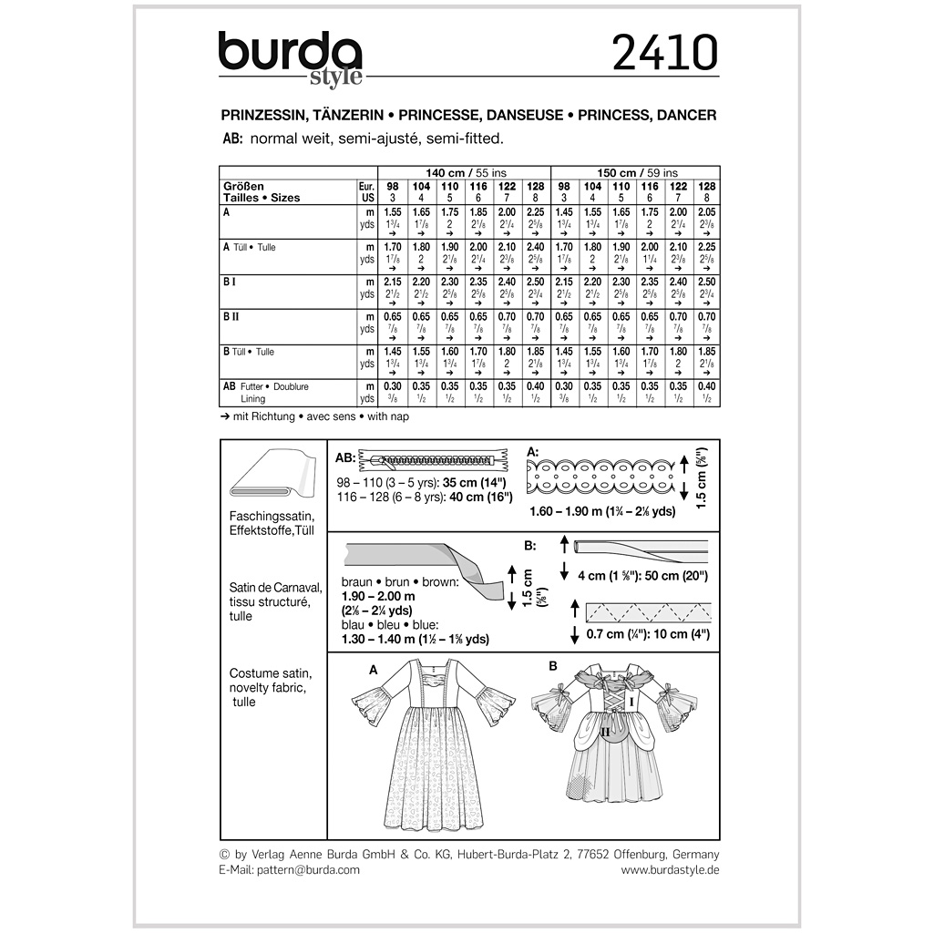 Burda Mønster, Børn, Karneval Prinsesse og Danser - Billede 2