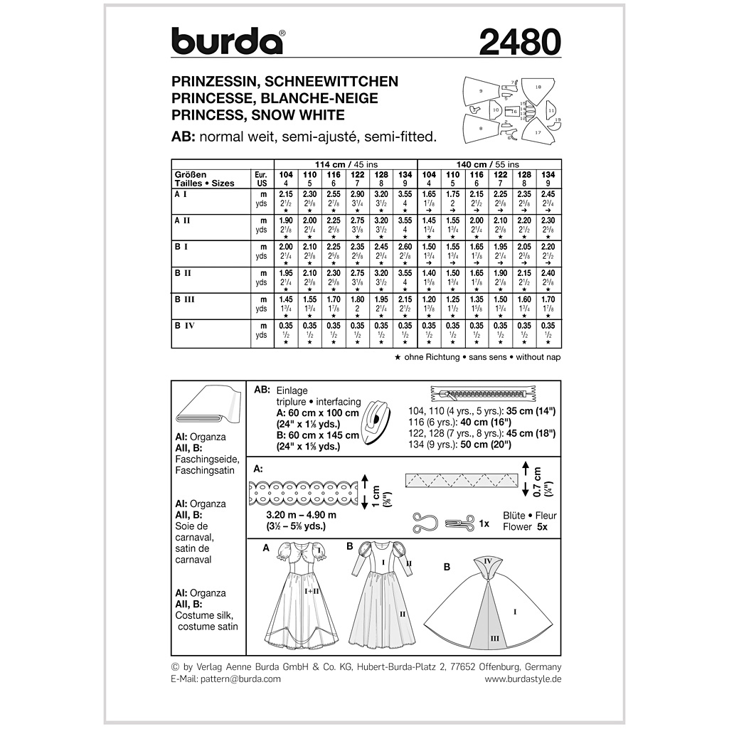 Burda mønster Børn, Karneval, prinsesse og snehvide - Billede 2