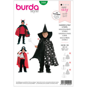 Burda Mønster Børn, Karneval Pirat, Djævel, Tryllekunstner. Str 98-128