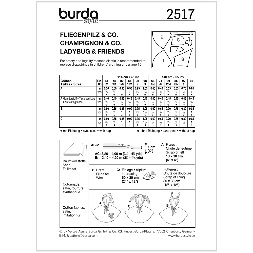 Burda Mønster Børn, Karneval Mariehøne. Str. 68-98 - Billede 2