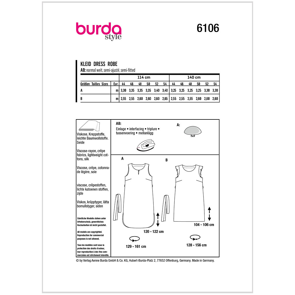 Burda mønster, Kjole. Str. 44-54 - Billede 2