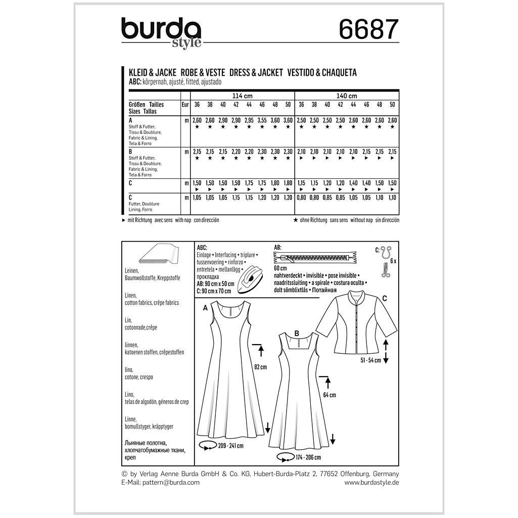 Burda Mønster, Kjole & Jakke - Billede 2