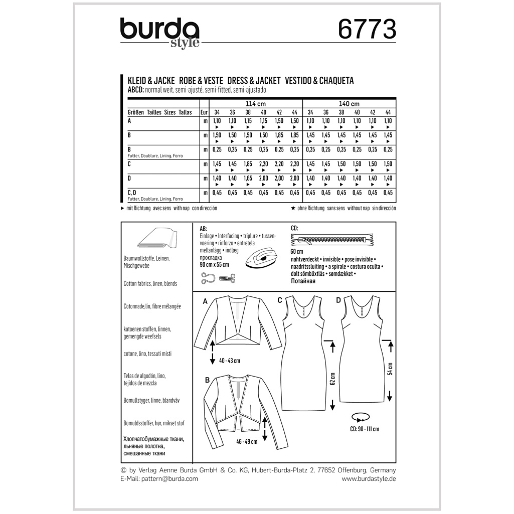 Burda Mønster, Kjole & Jakke - Billede 2