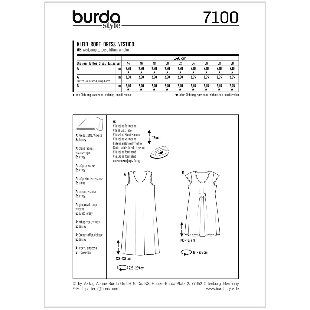 Burda Mønster, Kjole, 1stk. - Billede 2