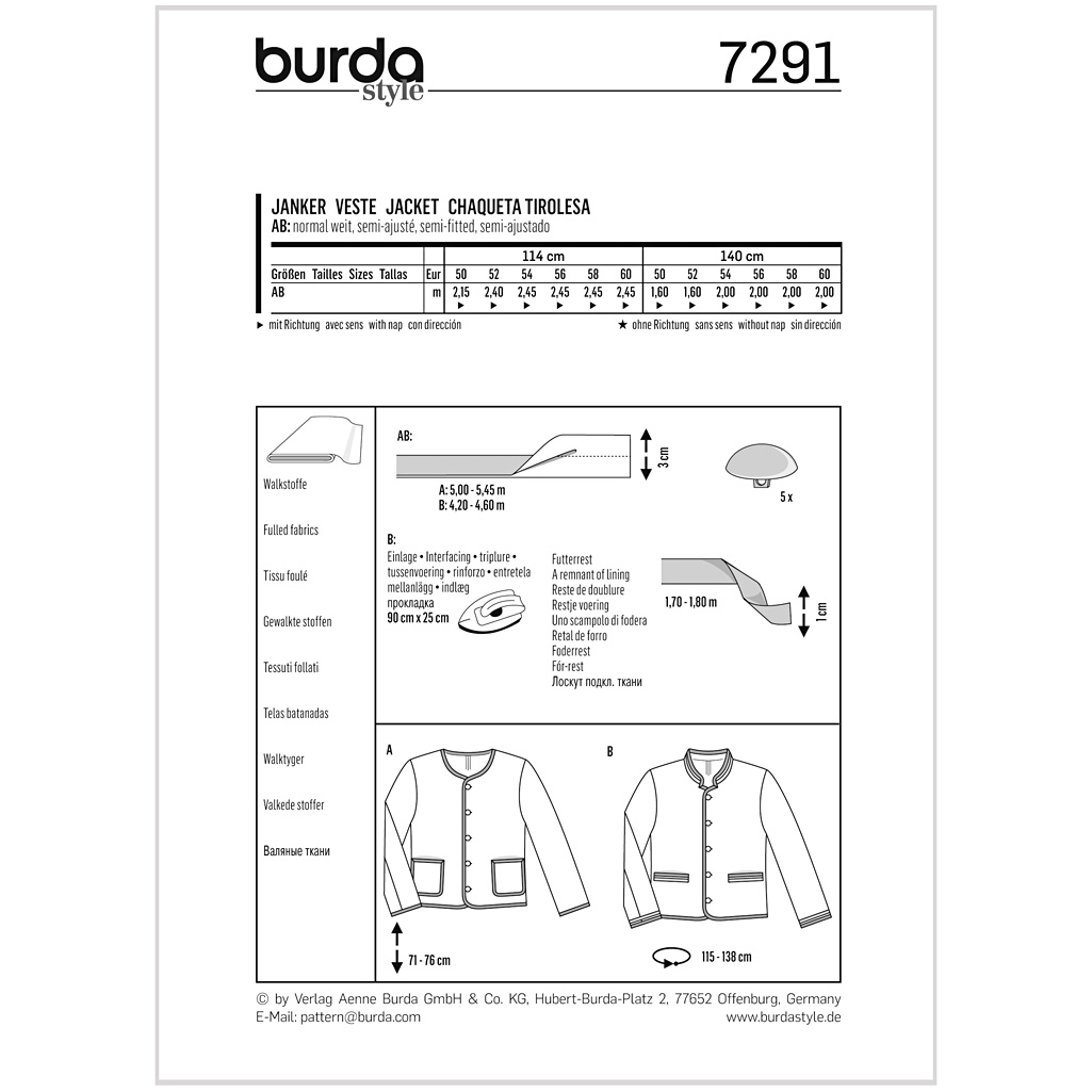 Burda Mønster, Herre Jakke - Billede 2