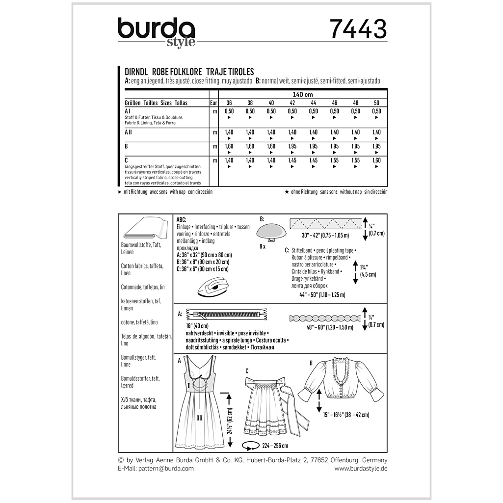 Burda Mønster, Karneval, Dirndl Kjole - Billede 2