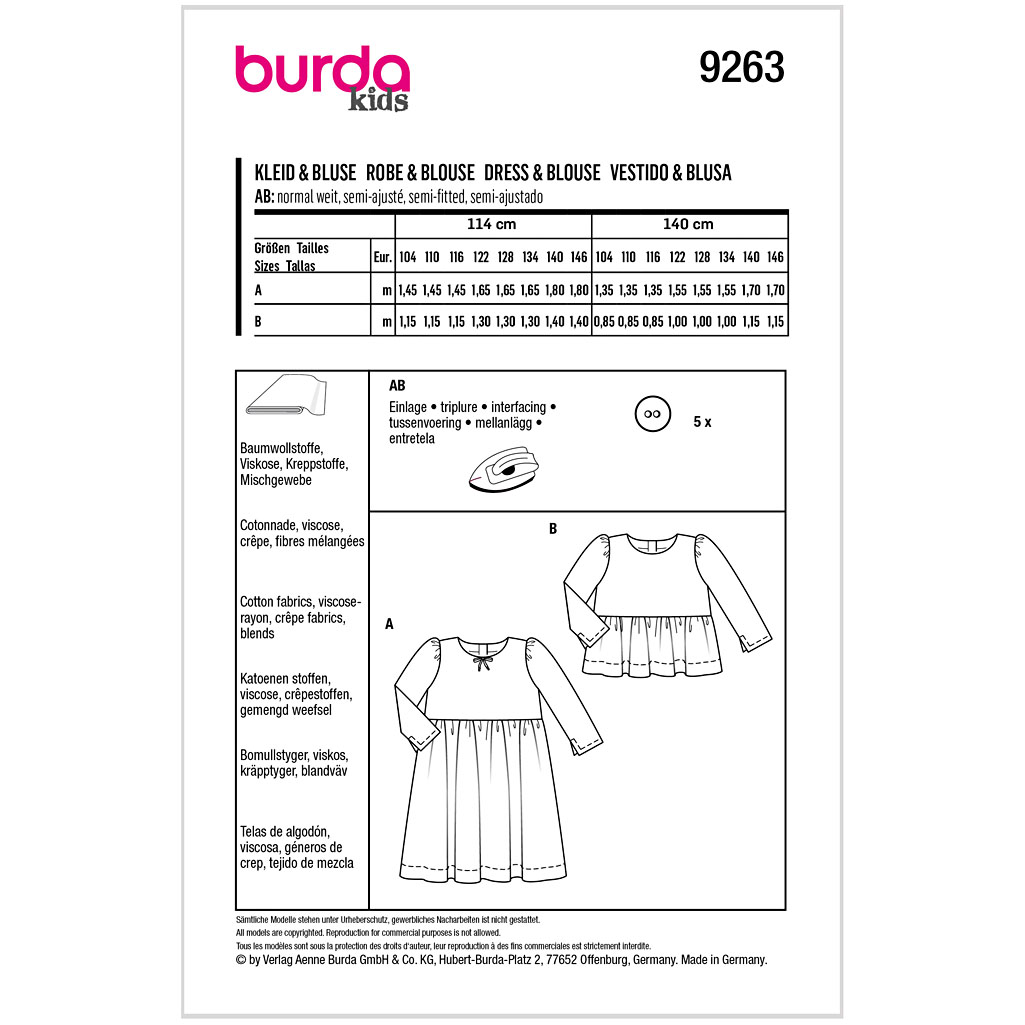 Burda mønster, Børn, Kjole og bluse - Billede 2
